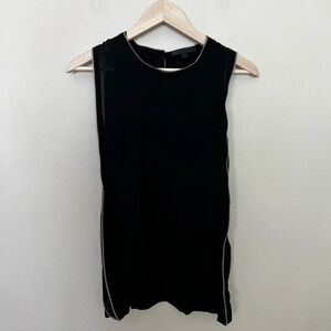 Cushnie Et Ochs • Black Lined Zipper Silk Blouse